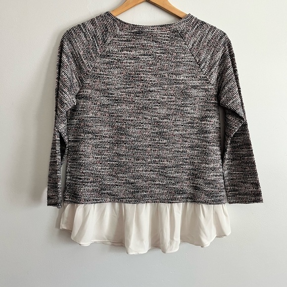 Loft Tweed Contrast Cotton Blend Pullover Top - Picture 5 of 7